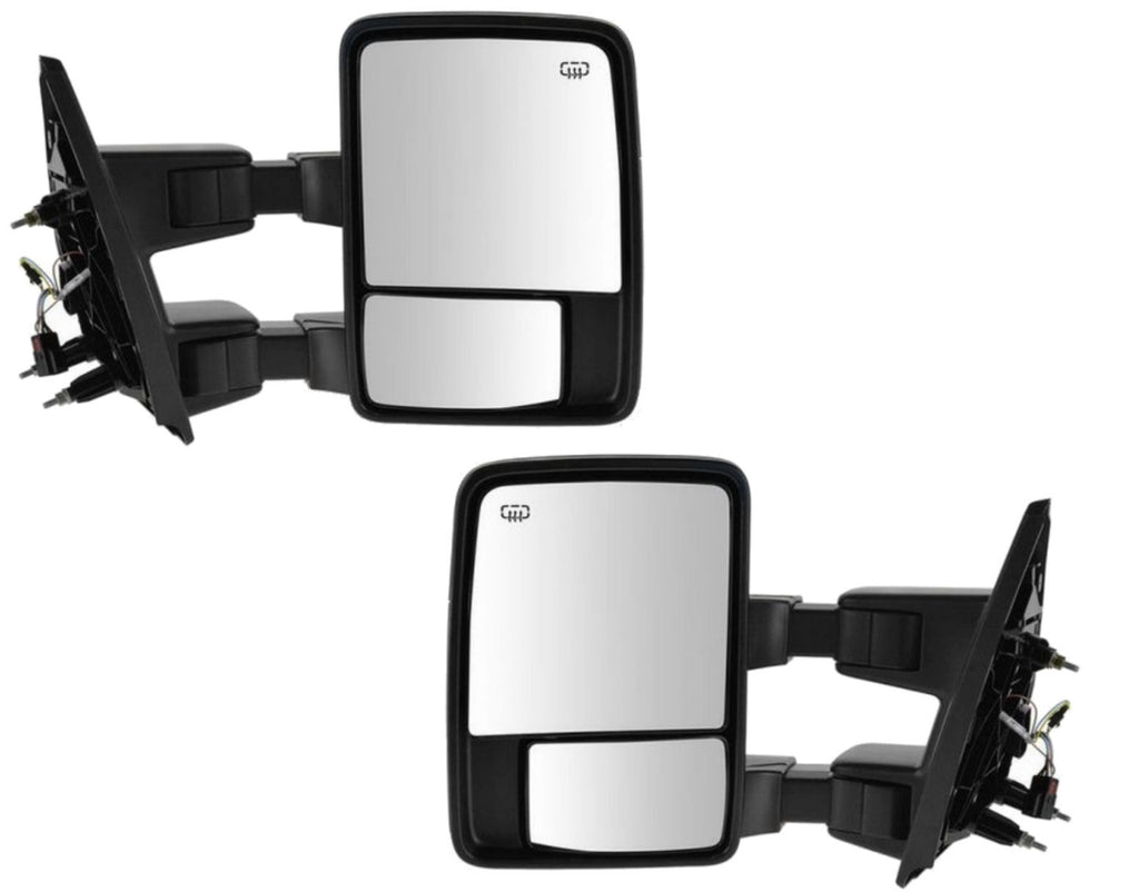 Set Towing Mirrors Manual Left Right Side Tow Black Pair Ford Super Duty New