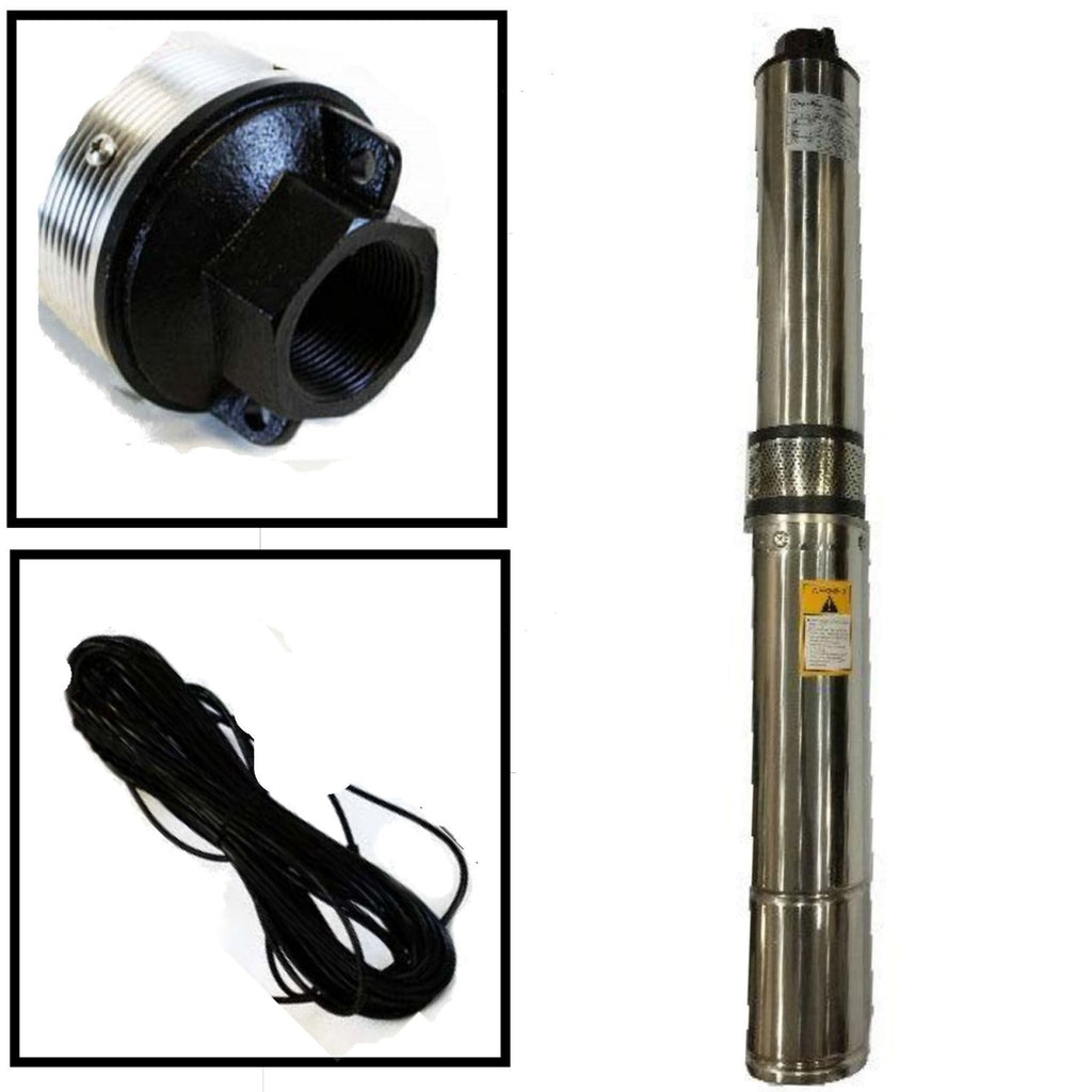 Submersible Pump, 4" Deep Well, 1 HP, 110V, 33 GPM, 207 ft MAX