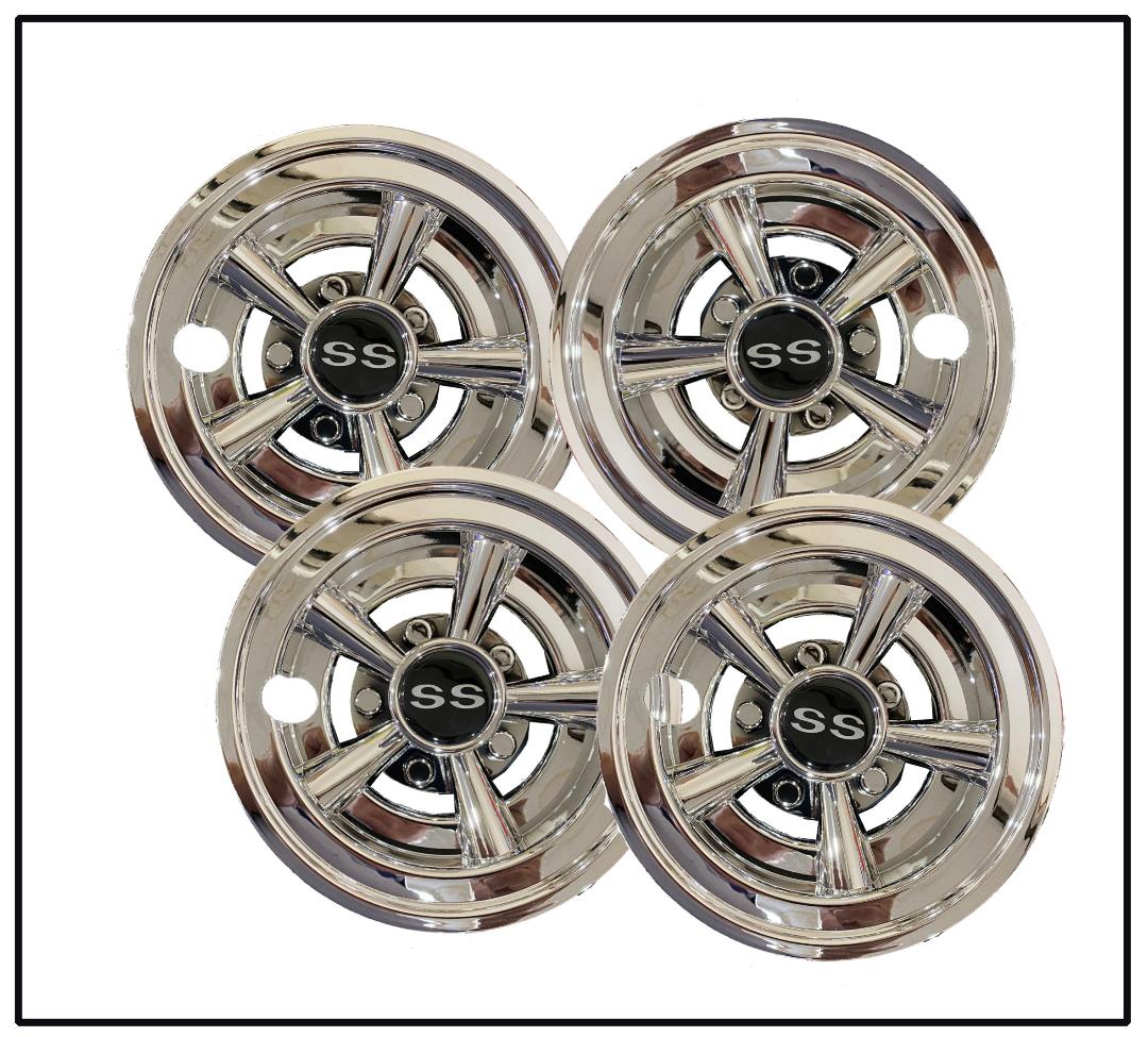 Set of 4 SS Golf Cart Wheel Covers Hub Caps 8" Silver For YAMAHA CLUB CAR EZGO