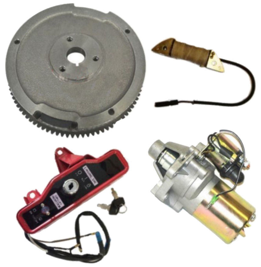 Electric Start Kit Starter Motor Flywheel On/Off Switch Compatible with Honda GX200 6.5HP