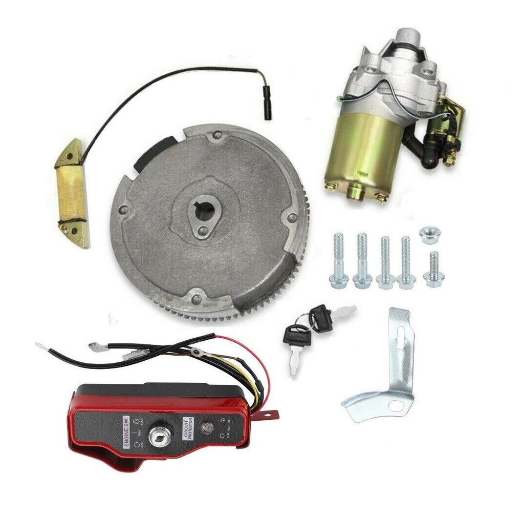 Electric Start Kit with Flywheel Starter Motor Key Box Charging Coil Fits Honda GX390 13HP