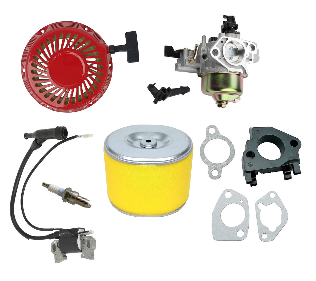 Recoil Carburetor Ignition Coil Spark Plug Air Filter Compatible with Honda GX340 11HP GX390 13HP