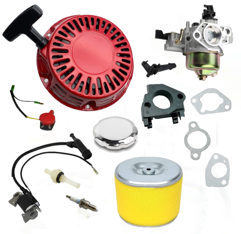 Recoil Carburetor Ignition Coil Spark Plug Air Filter Gas Cap Fits Honda GX340 11HP GX390 13HP