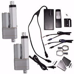 2 Linear Actuators 2" inch Stroke 12V 110V Power Supply With Remote and Brackets - AE-Power