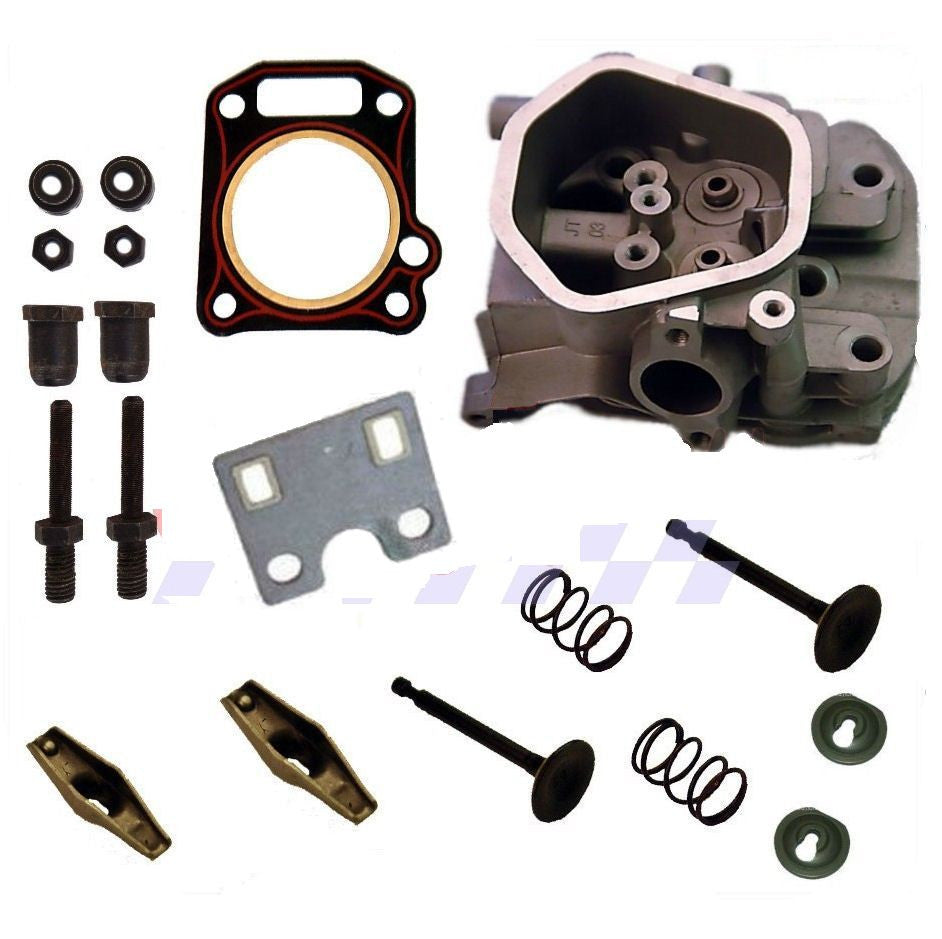 New Honda GX340 11HP Cylinder Head Valves & Springs Guide Plate Free Head Gasket