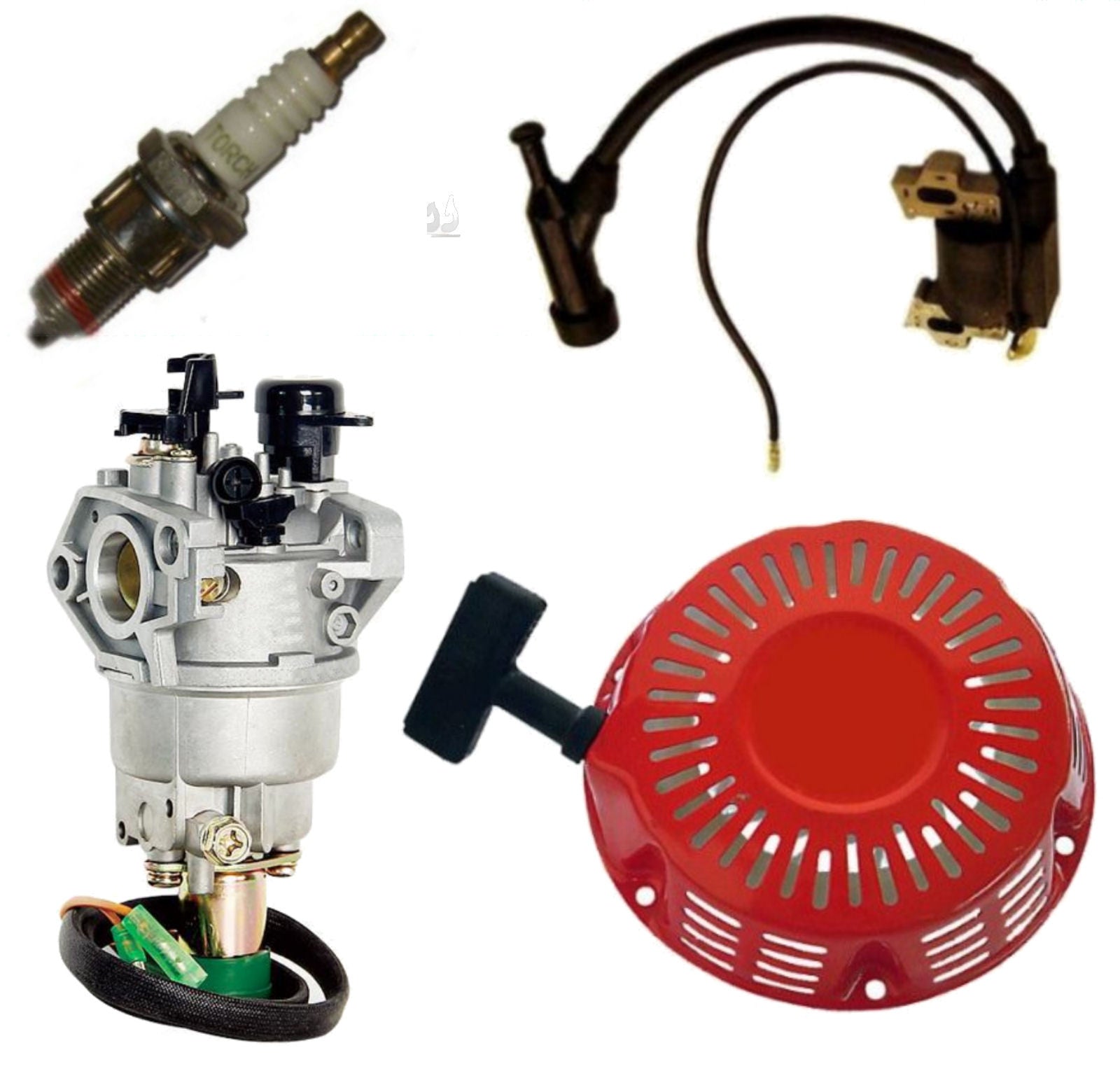 Recoil Generator Carburetor Ignition Coils Spark Plug Kit Honda GX390 13Hp New