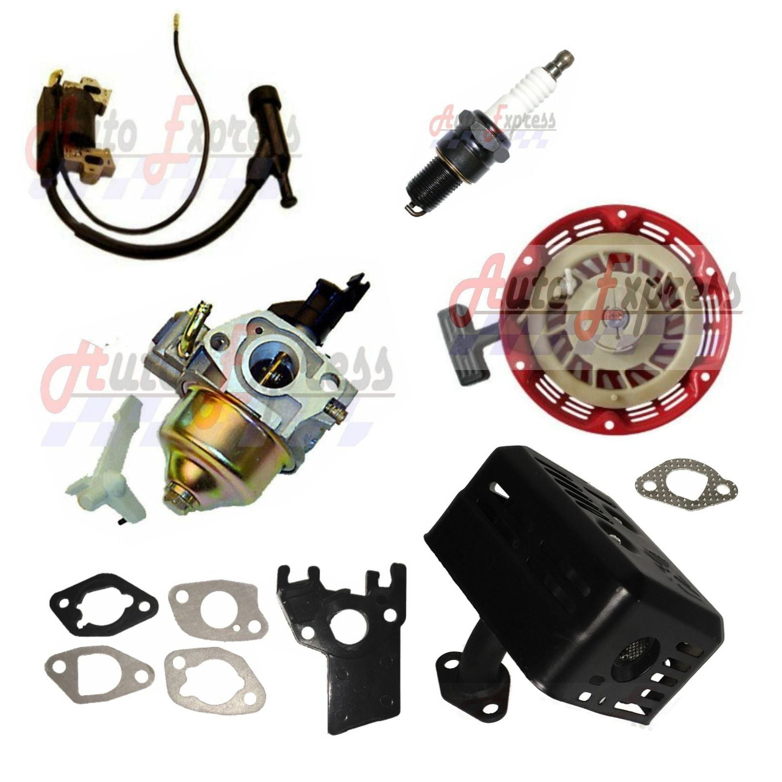 Complete Service Kit For Honda GX160 5.5HP Engine - Carburetor, Recoil, Ignition Coil, Spark Plug, Air Filter