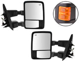 Set Power Towing Mirrors Left Right Orange Tow Amber Ford Heat Signal New Black - AE-Power