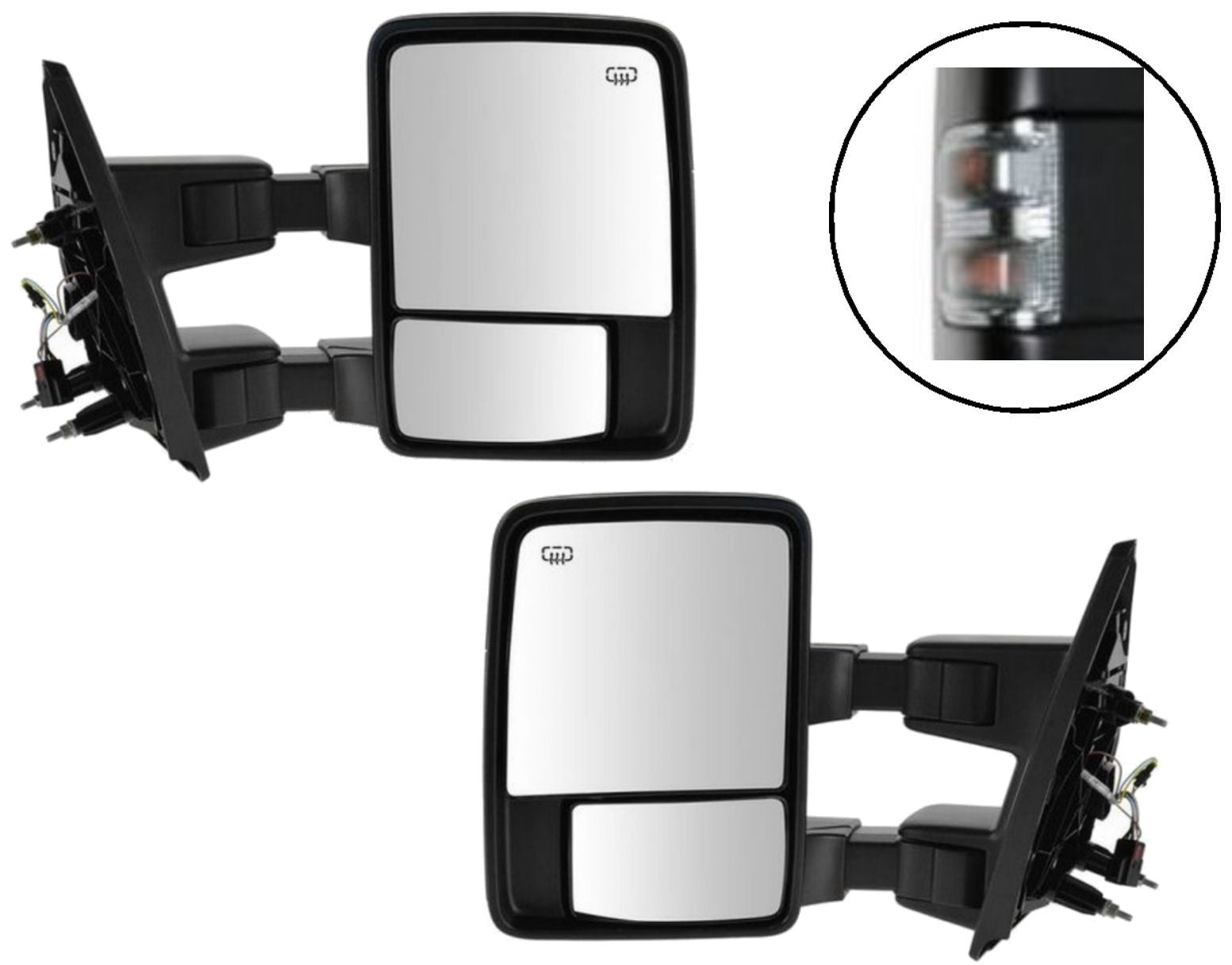 Clear Power Tow Mirrors Passenger Driver Side Towing Signal Heated Left Right - AE-Power