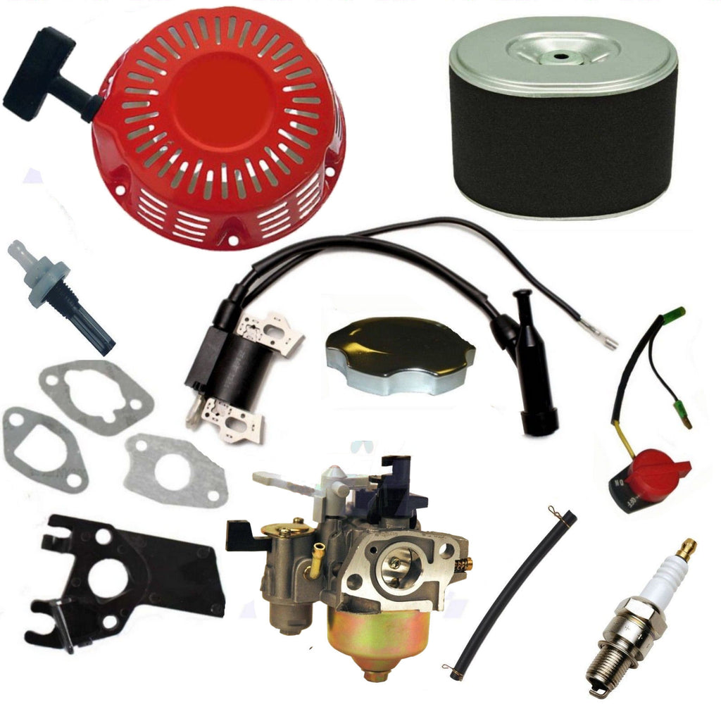 Recoil Carburetor Ignition Coil Spark Plug Air Filter Gas Cap Fits Honda GX340 11HP GX390 13HP