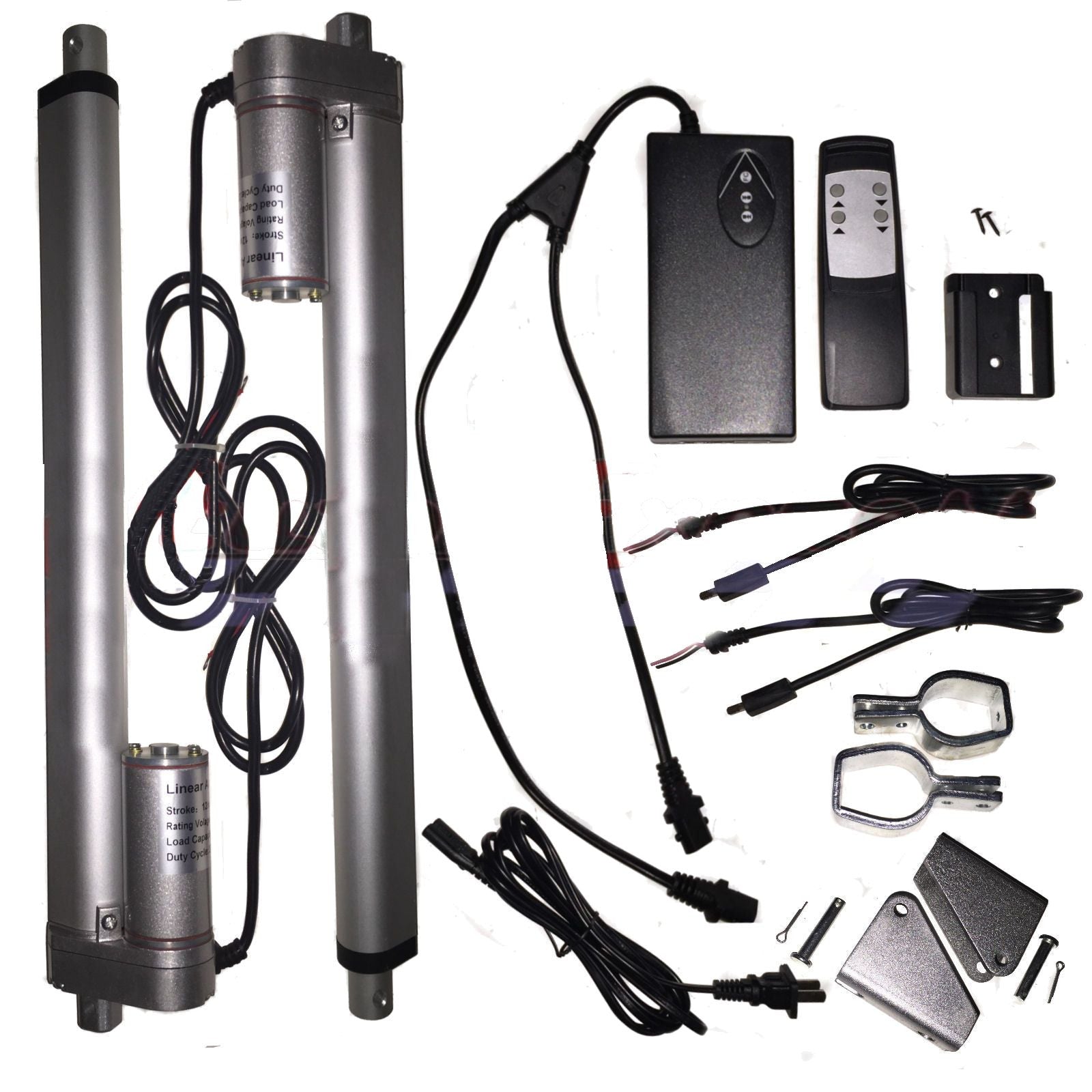 2 Linear Actuators 8" inch Stroke 12V 110V Power Supply With Remote Bracket Set - AE-Power