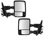 Set Towing Mirrors Manual Left Right Side Tow Black Pair Ford Super Duty New - AE-Power