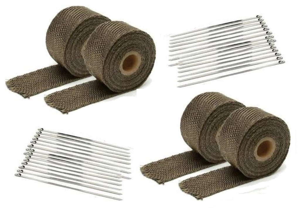 Brand New 4 Titanium Exhaust Header Heat Wrap, 2" x 25' Rolls