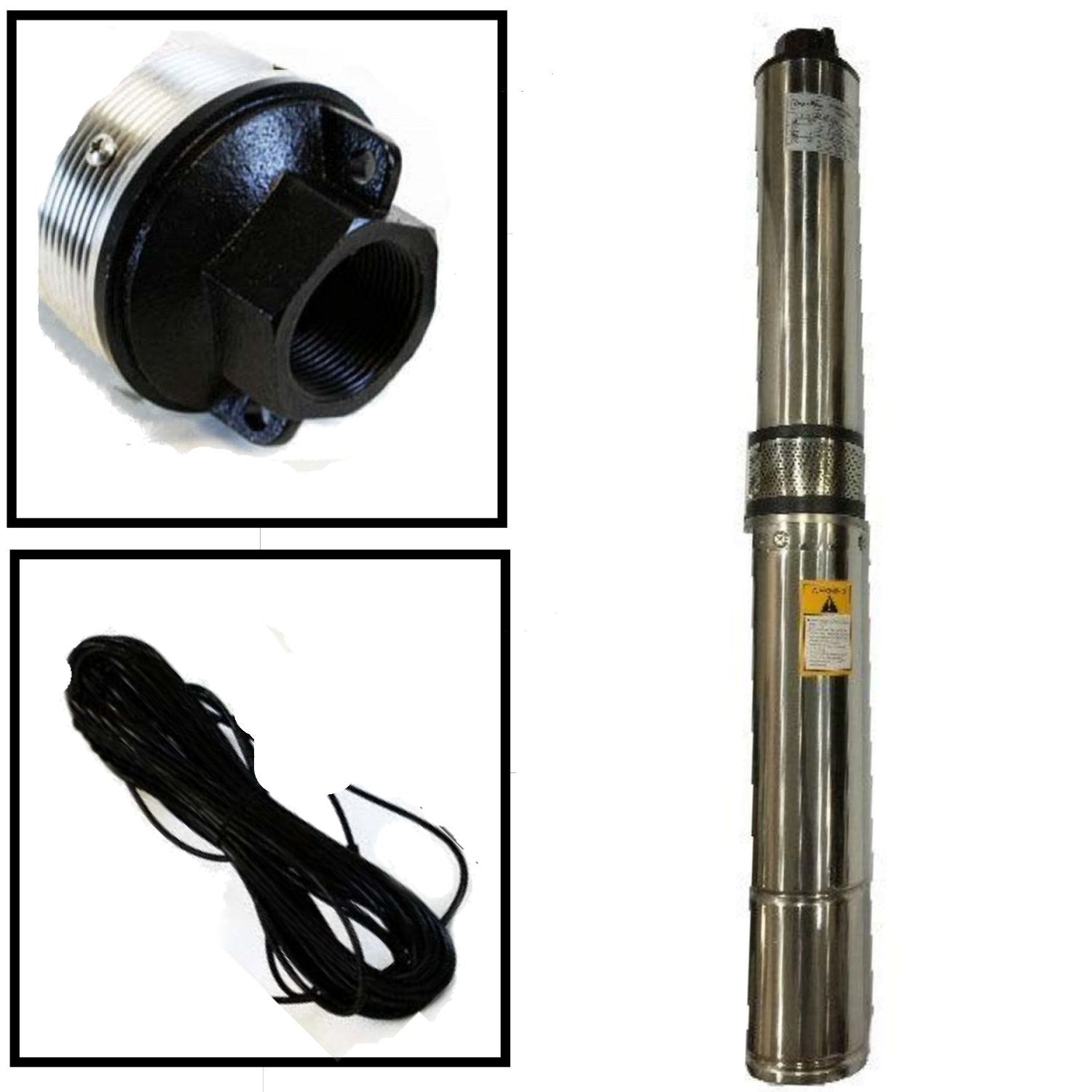 Deep Well Submersible Pump, 4" 1/2 HP, 220V, 25 GPM, 150 ft Max, long life - AE-Power