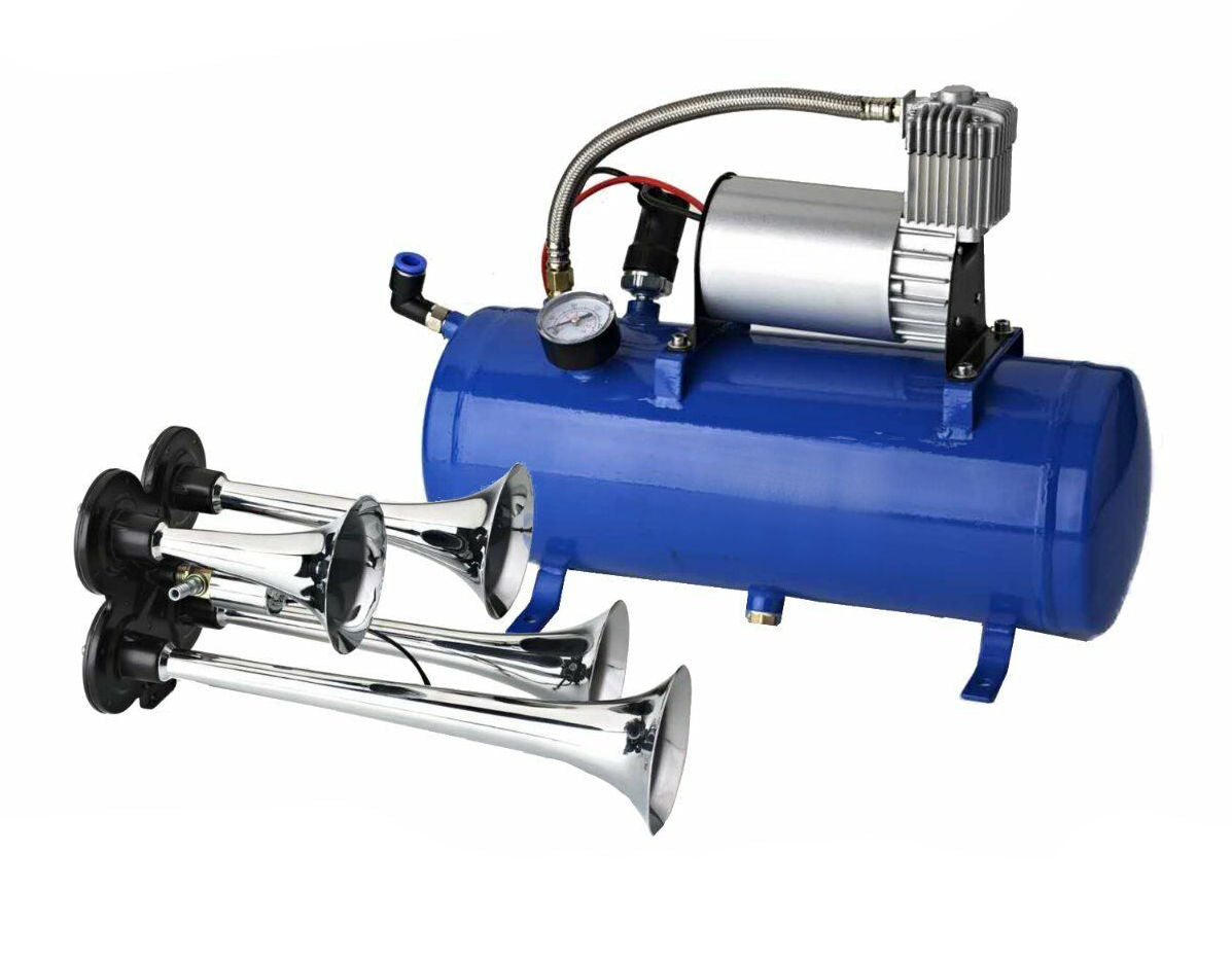 Compressore d'aria con 4 Trumpet 12 V 150 PSI Train Air Horn Kit Compressore d'aria con 4 Trumpet 12 V 150 PSI Train Air Horn Kit