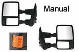 Set Towing Mirrors Manual Left Right Side Tow Black Pair Ford Super Duty New
