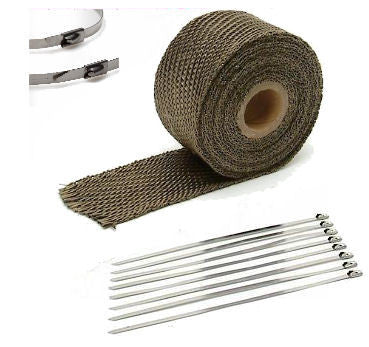 1" X 25' Titanium Heat Wrap / Stainless Cable Zip Tie Straps For Exhaust Heavy